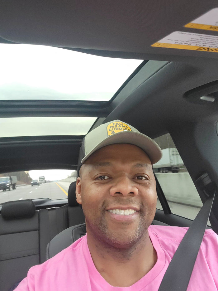 Michael E. in his car